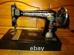 Antique Singer Sewing Machine Model 127, Hand Crank, Serviced