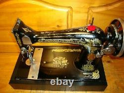 Antique Singer Sewing Machine Model 127, Hand Crank, Serviced