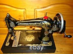 Antique Singer Sewing Machine Model 127'sphinx', Hand Crank, Serviced
