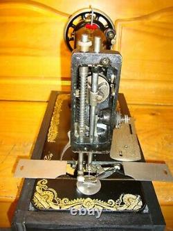 Antique Singer Sewing Machine Model 127'sphinx', Hand Crank, Serviced