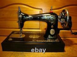 Antique Singer Sewing Machine Model 15'gingerbread', Hand Crank, Serviced
