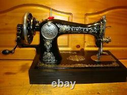 Antique Singer Sewing Machine Model 15'gingerbread', Hand Crank, Serviced