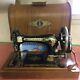 Antique Singer Sewing Machine Model 28 Hand Crank 1910 With Bentwood Case