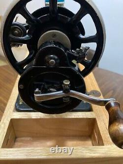 Antique Singer Sewing Machine Model 66 Hand Crank, 1919, Red Eye