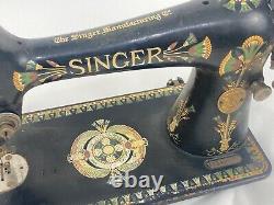 Antique Singer Sewing Machine Model 66 Lotus Decal Pattern Head Only Needs Oil