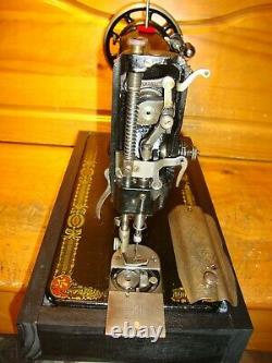 Antique Singer Sewing Machine Model 66 Red Eye, Hand Crank, Leather, Serviced