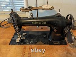 Antique Singer Sewing Machine Mounted On Work Table