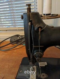 Antique Singer Sewing Machine Mounted On Work Table
