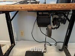 Antique Singer Sewing Machine Mounted On Work Table. Works. Sews Perfectly