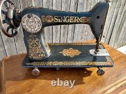 Antique Singer Sewing Machine Red Eye Treadle Head 66 G34766724