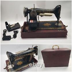 Antique Singer Sewing Machine SN C7161582 / c. 1908 / Tested & Works with Case