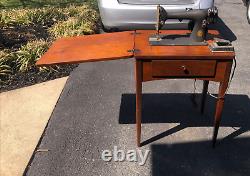 Antique Singer Sewing Machine Serial AH456094 hidaway wood furniture Table