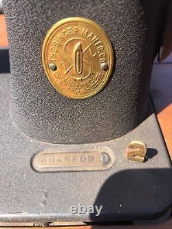 Antique Singer Sewing Machine Serial AH456094 hidaway wood furniture Table