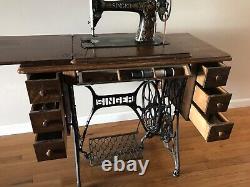 Antique Singer Sewing Machine With Cabinet