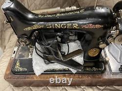 Antique Singer Sewing Machine With Key For Cabinet Working Condition & Manual