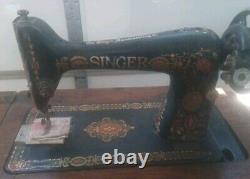 Antique Singer Sewing Machine With Original Table