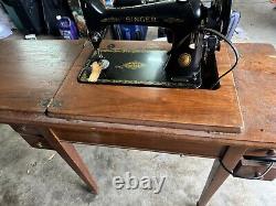 Antique Singer Sewing Machine With Original Table