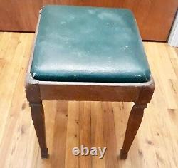 Antique Singer Sewing Machine Wood & Leather Chair with storage/ Singer Bench