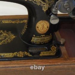 Antique Singer Sewing Machine Y Series Hand Crank 1920's with Bentwood Case