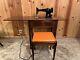 Antique Singer Sewing Machine In Cabinet