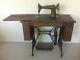 Antique Singer Sewing Machine Plus Oak Cabinet 1920's-works But Needs New Belt