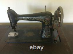 Antique Singer Sewing Machine plus Oak Cabinet 1920's-Works but Needs New Belt