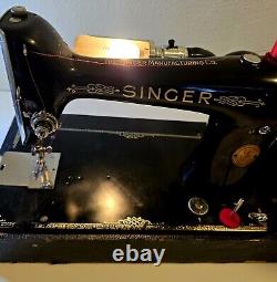 Antique Singer Sewing Machine with Case & Accessories Tested & Works