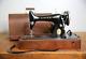 Antique Singer Sewing Machine With Knee Lever Crank Wood Case Box Works