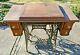 Antique Singer Treadle Cabinet Table 4 Drawer Oak Cast Iron Vtg No Machine