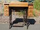 Antique Singer Treadle Sewing Cabinet Only Cast Iron Base Solid Oak 7 Drawers Vg