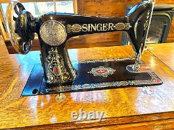Antique Singer Treadle Sewing Machine 7 drawer cabinet Model 66 Red Eye
