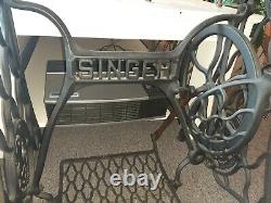 Antique Singer Treadle Sewing Machine Cast Iron Base Marble Top