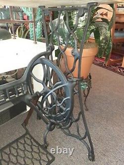 Antique Singer Treadle Sewing Machine Cast Iron Base Marble Top