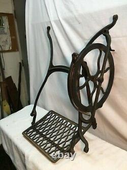 Antique Singer Treadle Sewing Machine Cast Iron Base Parts wheel and pedal