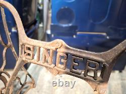 Antique Singer Treadle Sewing Machine Cast Iron Base Repurpose add a top