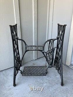 Antique Singer Treadle Sewing Machine Cast Iron Base Stand 1900's withWheels