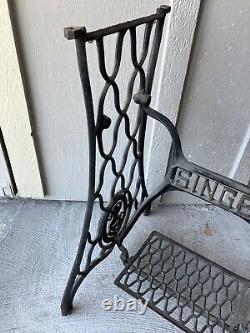 Antique Singer Treadle Sewing Machine Cast Iron Base Stand 1900's withWheels