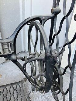 Antique Singer Treadle Sewing Machine Cast Iron Base Stand 1900's withWheels