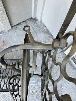 Antique Singer Treadle Sewing Machine Cast Iron Base Stand 1900's withWheels