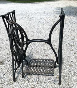 Antique Singer Treadle Sewing Machine Cast Iron Base Stand Table 1880's withWheels