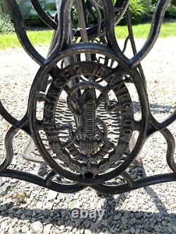 Antique Singer Treadle Sewing Machine Cast Iron Base Stand Table 1880's withWheels