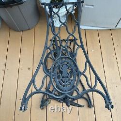 Antique Singer Treadle Sewing Machine Cast Iron Base Stand Table Shabby Chic