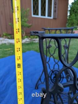 Antique Singer Treadle Sewing Machine Cast Iron Stand Table base works see video