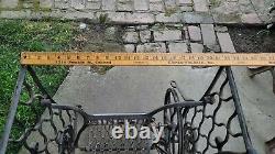 Antique Singer Treadle Sewing Machine Cast Iron Stand Table base works see video