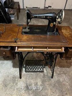 Antique Singer Treadle Sewing Machine In Cabinet AB Series