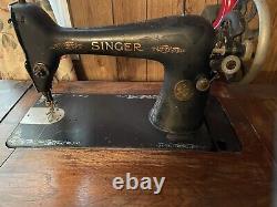 Antique Singer Treadle Sewing Machine In Cabinet AB Series