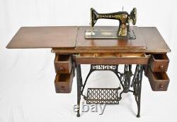 Antique Singer Treadle Sewing Machine Model 66 Red Eye