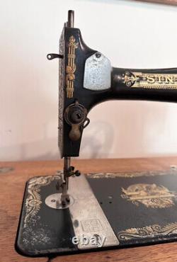 Antique Singer Treadle Sewing Machine Oak Cabinet Model 27 Spinx Decal, 1901