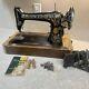 Antique Singer Treadle Sewing Machine Red Eye G4206150 (pedal & Book) Working