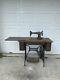 Antique Singer Treadle Sewing Machine Table With Cast Iron Legs And Foot Pedal